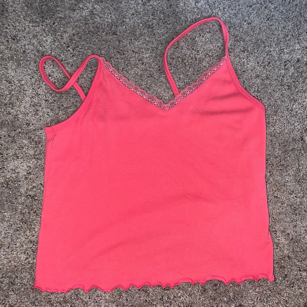Pink Lace Trim Cami Top